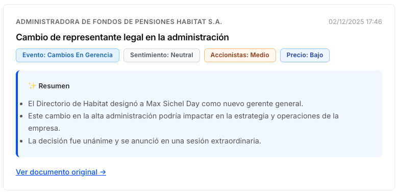 Monitor de Hechos Esenciales - Vista 1